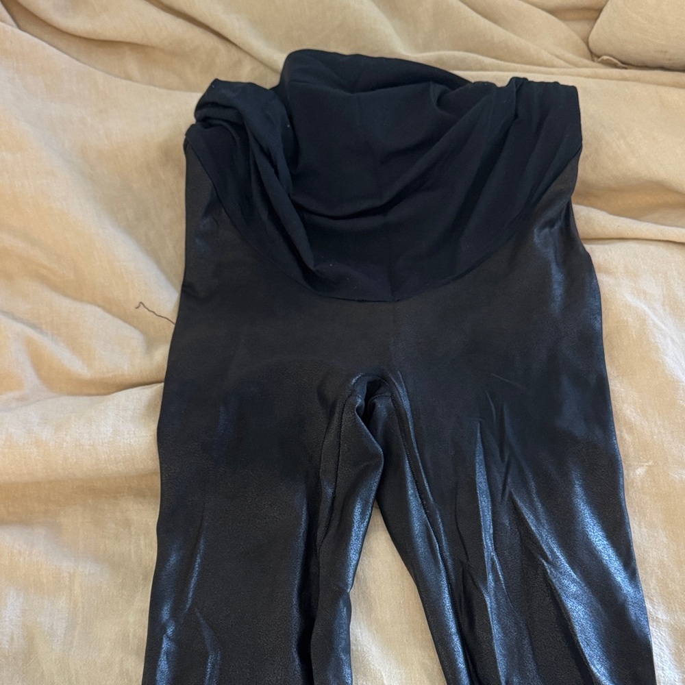 Spanx Black Maternity faux leather leggings